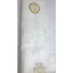 Vintage Irish Linen White Double Damask Tablecloth 70x88 Made In Ireland New